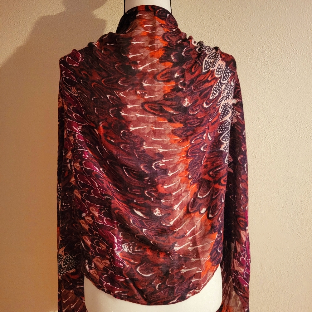 Rachel Zoe Lux Print Wrap w/Fringe 72x28 - Picture 2 of 3